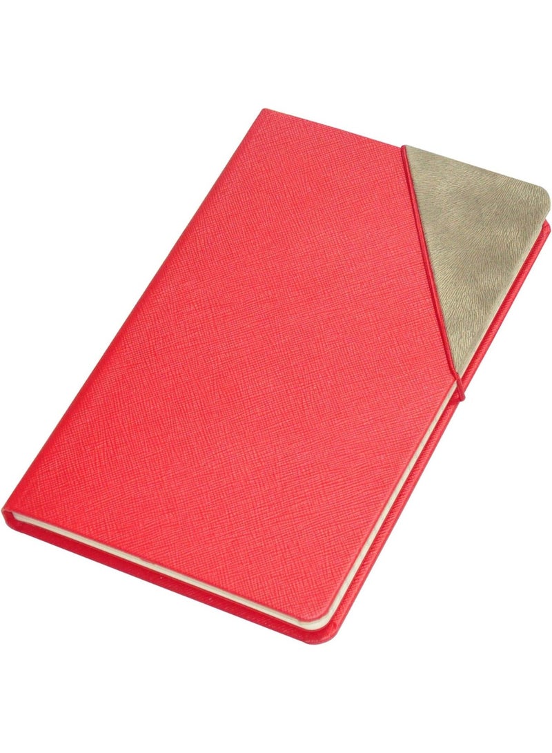 FIS Notebook With Corner Elastic Band Italian PU Cover, Ivory Paper, Single Ruled, Red Color, 120 Sheets With Gift Box, 13 x 21 cm Size - FSNB1321SLTRE - Image 1